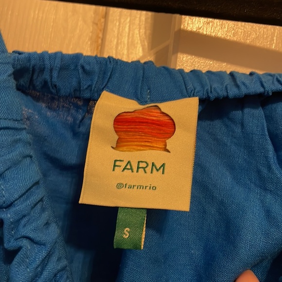 Farm Rio Knotted Cut Out Linen Blend Midi Dress Blue - Picture 3 of 4